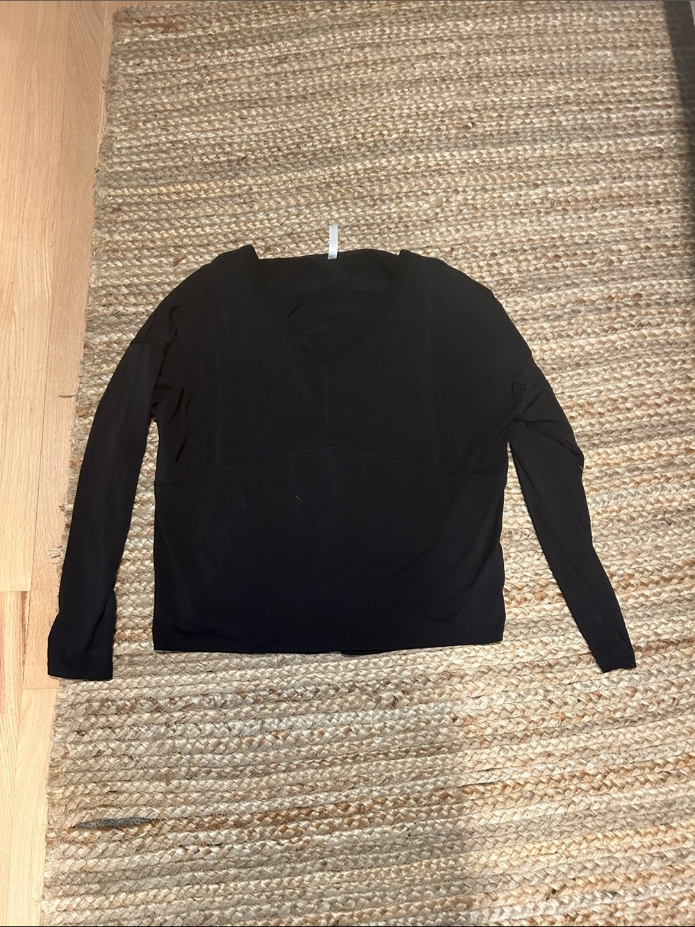 Fabletics Black V-Neck Long Sleeve Top